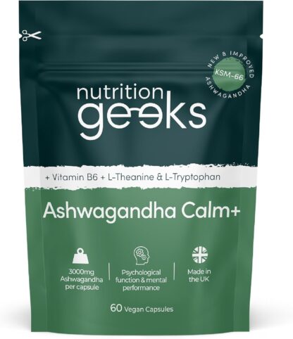 Ashwagandha KSM 66 Complex - 3000mg Enhanced with Amino Acids & Vitamin B6 for Sleep Aid & Calm (2 Month Supply) - Capsules with 250mg Extract, Upgraded Formula - Vegan, Made in UK