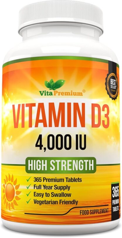 Vitamin D 4,000 IU Softgels, Maximum Strength Vitamin D3 Supplement, 365 Easy to Swallow Tablets - Full Year Supply - Image 8