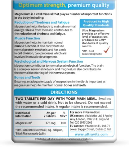 Magnesium Supplement Tablets, By Vitabiotics Ultra - Image 2