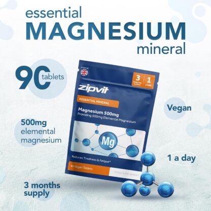 Zipvit Magnesium 500mg of Elemental Magnesium, High-Strength Magnesium Tablets, 3 Month Supply, 90 Vegan Tablets, Magnesium Supplements for Muscle, Bone & Energy, All-Round Magnesium Supplement - Image 20