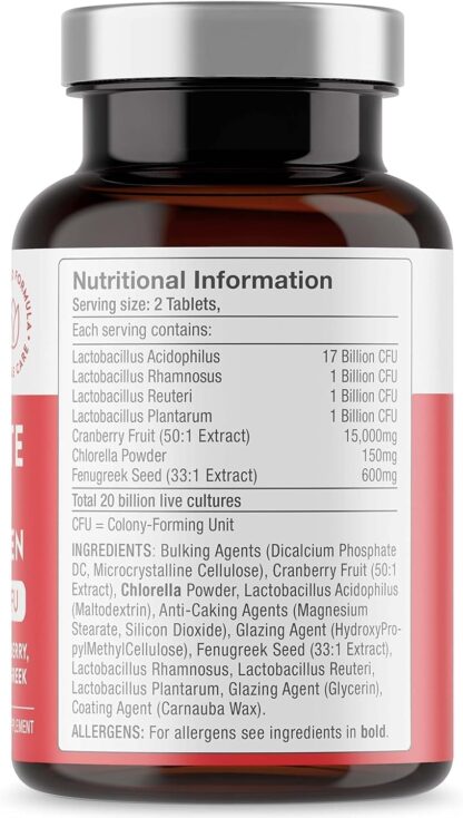 Probiotics for Women – 20 Billion CFU Fortified with 15,000mg Cranberry, Fenugreek & Chlorella – Bio Cultures for Women's Intimate Flora – Vegan Probiotics for Gut Health – 60 Capsules – Free Soul - Image 9