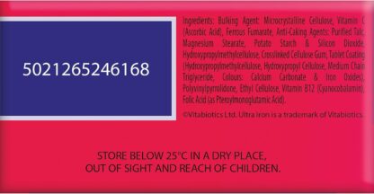 Iron Tablets Supplement, Boosts Energy, Vitality, Power and Immunity and Supports against Anemia, Tiredness and Fatigue with added Vitamin C Vitamin B12 and Folic Acid (Vitamin B9), Vitabiotics Ultra - Image 3