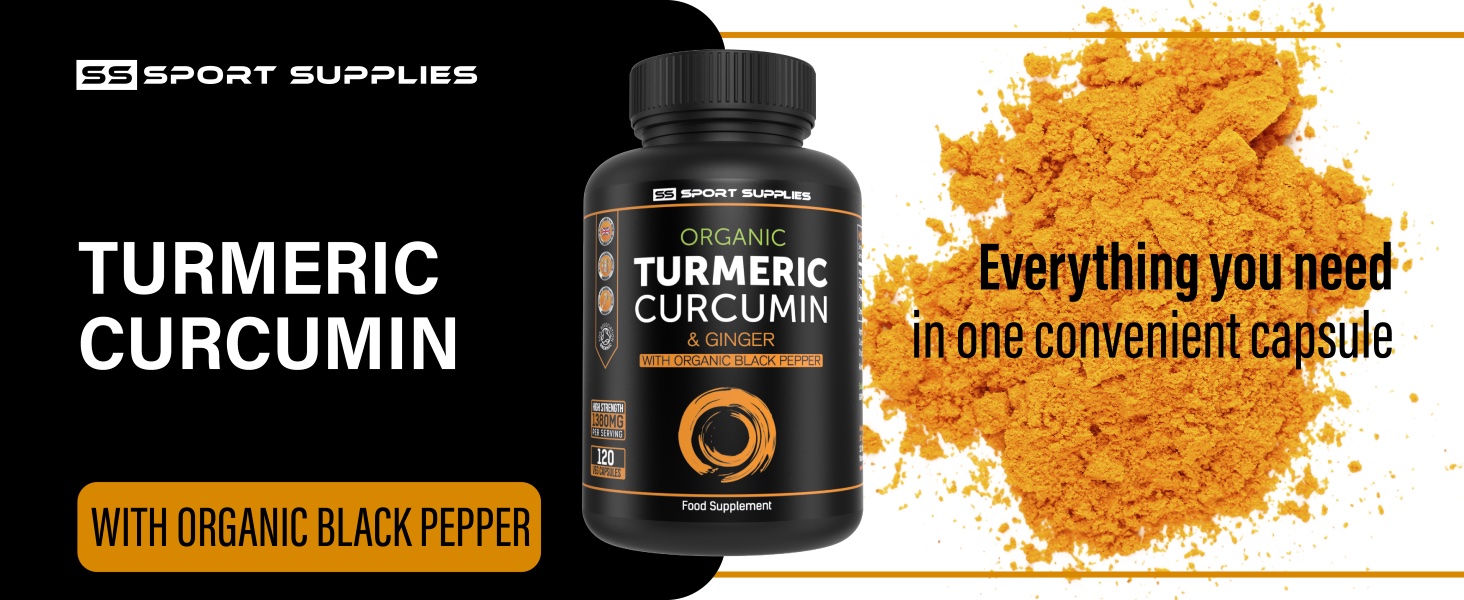 Organic turmeric capsules high strength with ginger and black pepper 