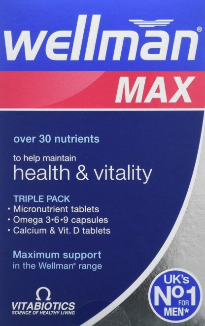 Wellman Max - Maximum Strength Multivitamin Formula Mix with Support for energy, immune system, testosterone level, bone health, brain health,heart health and vision health, 84 Tablets by Vitabiotics