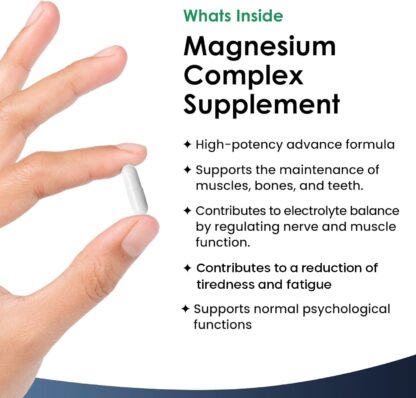 Magnesium Glycinate 4-in-1 Complex 2000mg - 402mg Elemental Magnesium High Strength Magnesium Supplements - Magnesium Bisglycinate,Citrate, Malate, Threonate - 120 Capsules - Vegan UK Made by New Leaf - Image 2