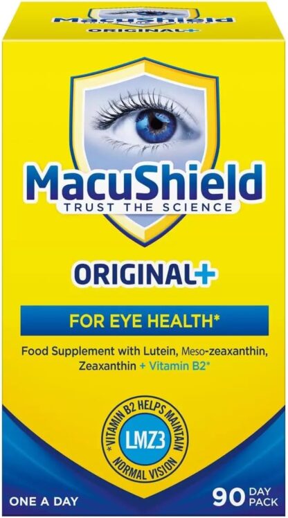 MacuShield Original Plus Capsules - 90-day pack, Eye Health Supplement* with Lutein Zeaxanthin and Meso-Zeaxanthin + Vitamin B2 (Riboflavin) which Helps Support Normal Vision, 90 count (Pack of 1)