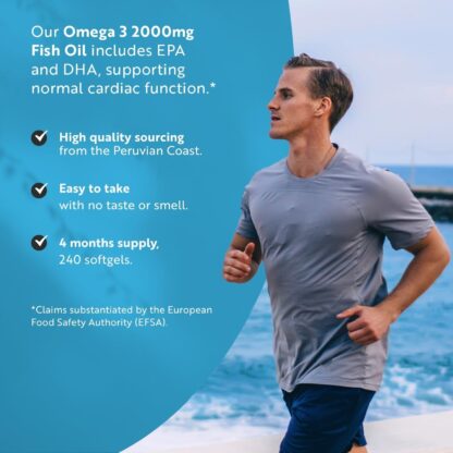 Omega 3 2000mg with 660mg EPA & 440mg DHA per Serving - 240 Softgel Capsules of Sustainably Sourced High Strength Pure Omega 3 Fish Oil - 4 Months Supply - Made in The UK by Nutravita - Image 3