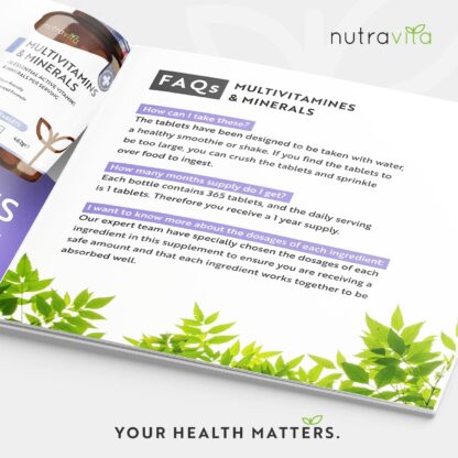 Multivitamins & Minerals - 365 Vegan Multivitamin Tablets - 1 Year Supply - Multivitamin Tablets for Men and Women with 26 Essential Active Vitamins & Minerals - Made in The UK by Nutravita - Image 4