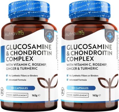 Glucosamine and Chondroitin Complex – 180 High Strength Capsules – Contributes to The Maintenance of Normal Immune System – with Vitamin C, Turmeric, Ginger and Rosehip – Made in The UK by Nutravita - Image 10