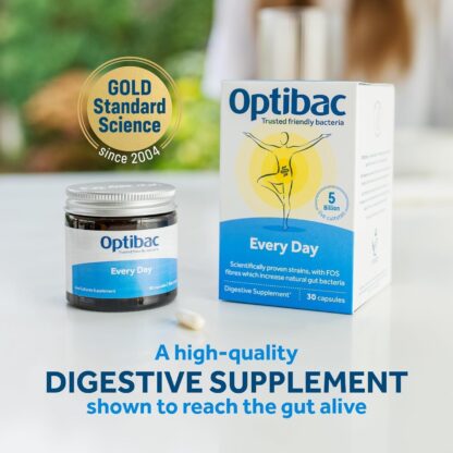 Optibac Probiotics Every Day - Digestive Probiotic Supplement with 5 Billion Bacterial Cultures & FOS Fibres - 30 Capsules - Image 2