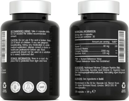 Marine Collagen Capsules 2200mg - with Hyaluronic Acid & Vitamin C - High Strength Collagen Supplements for Women & Men - 120 Collagen Tablets - Premium Hydrolysed Collagen Complex Skin Hair Joints - Image 3