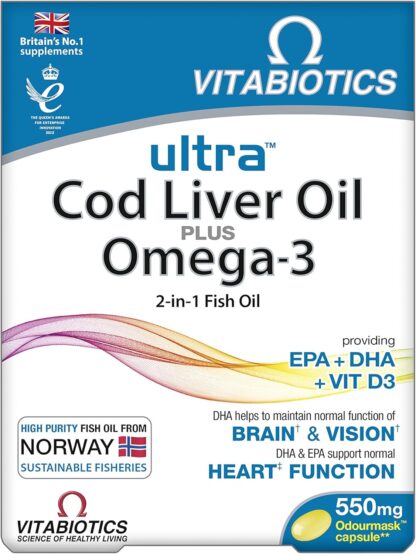 Vitabiotics Ultra Omega-3 Fish Oils Capsules with DHA EPA Nutritional Supplements for Heart Brain and Eye Vision - Image 5