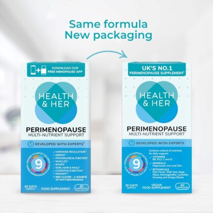 Health & Her Perimenopause Supplements for Women - Wellbeing Support for The Early Stage of Menopause - 1 Month Supply, 60 Capsules - Vegan & Gluten Free - Image 7