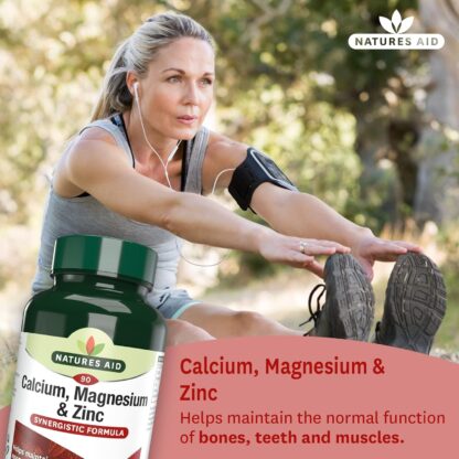 Natures Aid Calcium, Magnesium and Zinc, Maintain Normal Bones, Teeth and Muscle Function, Vegan, 90 Tablets - Image 2