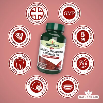 Natures Aid Calcium, Magnesium and Zinc, Maintain Normal Bones, Teeth and Muscle Function, Vegan, 90 Tablets - Image 10