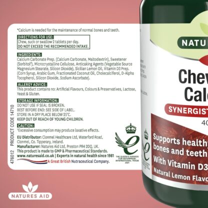 Natures Aid Calcium, Magnesium and Zinc, Maintain Normal Bones, Teeth and Muscle Function, Vegan, 90 Tablets - Image 11