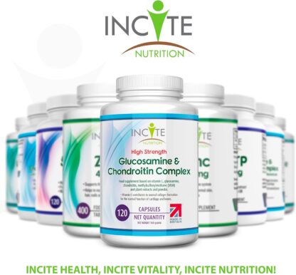 Glucosamine and Chondroitin High Strength Complex with MSM, Vitamin C, Ginger, Rosehip & Turmeric - 120 Premium Capsules Joint Care Supplements Made in The UK by Incite Nutrition - Image 7