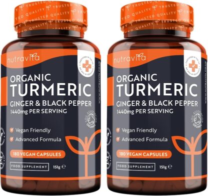 Organic Turmeric 1440mg (High Strength) with Black Pepper & Ginger - 180 Vegan Turmeric Capsules (3 Month Supply) – Organic Turmeric with Active Ingredient Curcumin - Made in The UK by Nutravita - Image 10