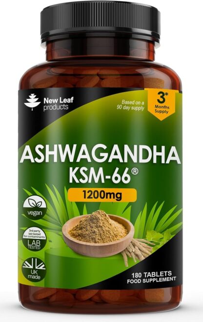 Ashwagandha KSM-66 and Lions Mane Capsules - High Strength 2000mg KSM-66 Ashwaghandha Root Extract and Lions Mane Mushroom Extract - 120 Vegan Capsules with Black Pepper - UK Made by New Leaf - Image 8