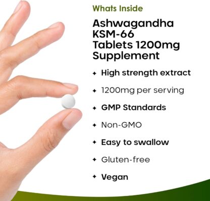 Ashwagandha KSM-66 and Lions Mane Capsules - High Strength 2000mg KSM-66 Ashwaghandha Root Extract and Lions Mane Mushroom Extract - 120 Vegan Capsules with Black Pepper - UK Made by New Leaf - Image 9