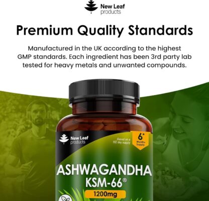 Ashwagandha KSM-66 and Lions Mane Capsules - High Strength 2000mg KSM-66 Ashwaghandha Root Extract and Lions Mane Mushroom Extract - 120 Vegan Capsules with Black Pepper - UK Made by New Leaf - Image 19