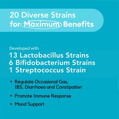 80 Billion CFU Probiotics - 20 Strains + Prebiotics | Digestive & Gut Health - for Good Gut Flora, Gas and Bloating | Scientifically Proven Probiotics for Women & Men | Made in The UK – 2 Month Supply - Image 4