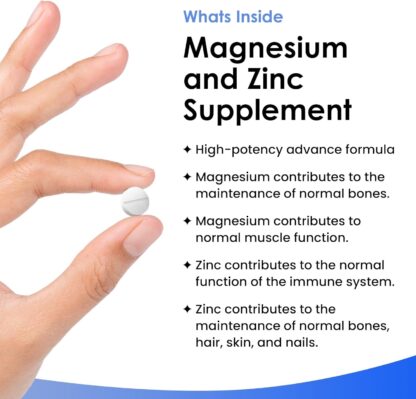 Magnesium Supplements 516mg with Zinc - 120 Magnesium Tablets Supports Muscle Bone Health, Tiredness - High Strength Contributes to Many Health Factors Easy to Swallow Sleep Supplement (not Capsules) - Image 2