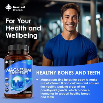 Magnesium Supplements 516mg with Zinc - 120 Magnesium Tablets Supports Muscle Bone Health, Tiredness - High Strength Contributes to Many Health Factors Easy to Swallow Sleep Supplement (not Capsules) - Image 3