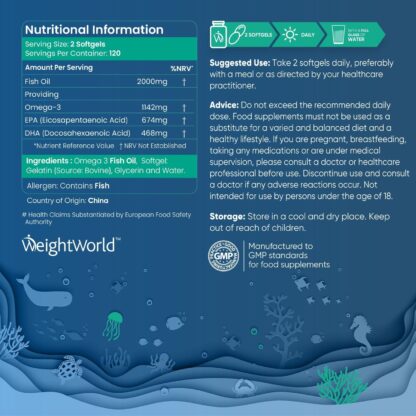 Omega 3 Fish Oil 2000mg - 240 Capsules (4 Months Supply) - 674mg EPA & 468mg DHA - Cod Liver Oil Capsules Alternative - High Strength Omega 3 Fatty Acids Supplements for Eyes, Brain & Heart (EFSA) - Image 6