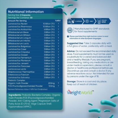 Bio Cultures Complex Probiotics and Prebiotics - 77 Billion CFU - 20 Live Bacterial Cultures - 60 Probiotic Complex Capsules for Women & Men - Lactobacillus Acidophilus, Gasseri, Rhamnosus & Reuteri - Image 6