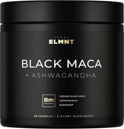 40,000mg Organic Black Maca Root 40X Strength Testosterone Supplement for Men + Ashwaganhda - Highest Potency Black Maca Root Capsules for Men 100% Pure Maca Powder Enhance Mens Health + Male Booster