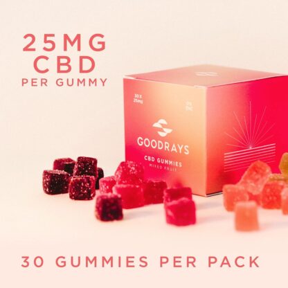 Goodrays - CBD Gummies - High Strength 30 x 25mg Mixed Fruits CBD Edibles - Reduce Stress, Calm Anxiety, Unwind, Improve Sleep - Image 2