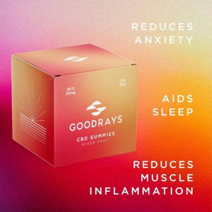 Goodrays - CBD Gummies - High Strength 30 x 25mg Mixed Fruits CBD Edibles - Reduce Stress, Calm Anxiety, Unwind, Improve Sleep - Image 3