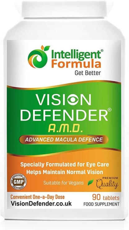 AREDS2 VISION DEFENDER AMD Supplement: Lutein, Zeaxanthin, Zinc, Vitamin E – AREDS 2 Eye Vitamins, Minerals, Nutrients for Eyes. 3 Months Supply (90 tablets) One-A-Day Vegan Eye Supplement. Made in UK