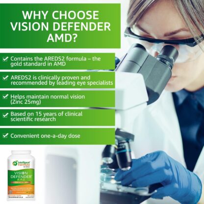 AREDS2 VISION DEFENDER AMD Supplement: Lutein, Zeaxanthin, Zinc, Vitamin E – AREDS 2 Eye Vitamins, Minerals, Nutrients for Eyes. 3 Months Supply (90 tablets) One-A-Day Vegan Eye Supplement. Made in UK - Image 2