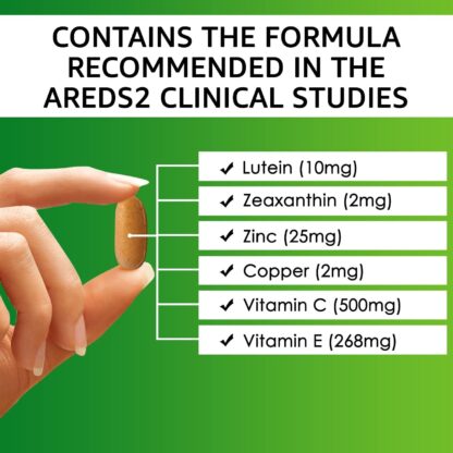 AREDS2 VISION DEFENDER AMD Supplement: Lutein, Zeaxanthin, Zinc, Vitamin E – AREDS 2 Eye Vitamins, Minerals, Nutrients for Eyes. 3 Months Supply (90 tablets) One-A-Day Vegan Eye Supplement. Made in UK - Image 3