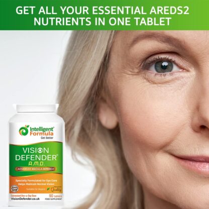 AREDS2 VISION DEFENDER AMD Supplement: Lutein, Zeaxanthin, Zinc, Vitamin E – AREDS 2 Eye Vitamins, Minerals, Nutrients for Eyes. 3 Months Supply (90 tablets) One-A-Day Vegan Eye Supplement. Made in UK - Image 9