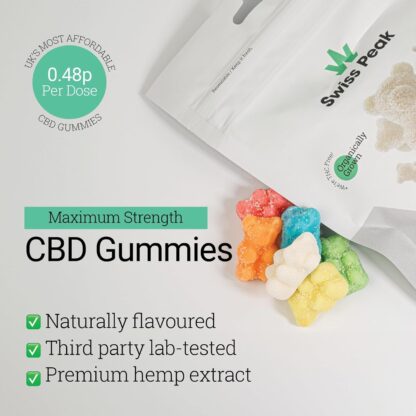 Swiss Peak 1200mg CBD Gummies, Delicious Edible Bears, UK-Made, Vegan, THC-Free, Premium CBD for Relaxation & Wellness, On-The-Go Grab Bag – 25 Gummies Per Pack - Image 2