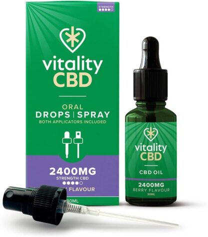 Vitality CBD Drops, Spray in MCT Oil 2400 mg, Berry, 30 ml, NO THC