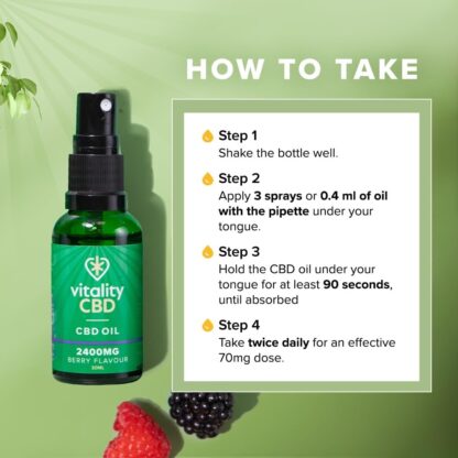 Vitality CBD Drops, Spray in MCT Oil 2400 mg, Berry, 30 ml, NO THC - Image 4