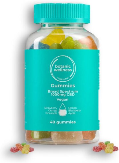 Botanic Wellness CBD Gummies 1000MG (40 Gummies) High Strength 25MG per Gummy CBD Oil Gummies mix of 6 flavours Vegan, THC-free and GMO-Free