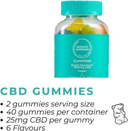 Botanic Wellness CBD Gummies 1000MG (40 Gummies) High Strength 25MG per Gummy CBD Oil Gummies mix of 6 flavours Vegan, THC-free and GMO-Free - Image 3