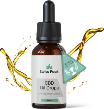 Swiss Peak 6000mg CBD Oil (20% Max Strength), Premium Quality Hemp Extract, 30ml Bottle, Natural Flavour, Third-Party Tested – Swiss Formulated | UK-Made – Non-GMO, THC-Free