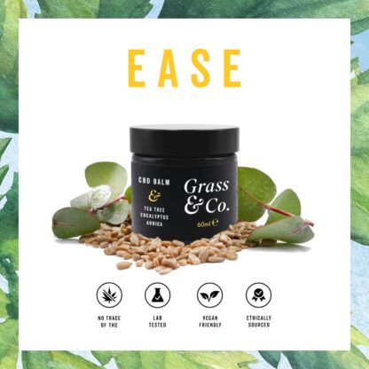 Grass & Co. EASE CBD Balm 300mg Fast-Absorbing Muscle Balm With Arnica, Tea Tree and Eucalyptus 60ml Jar - Image 2