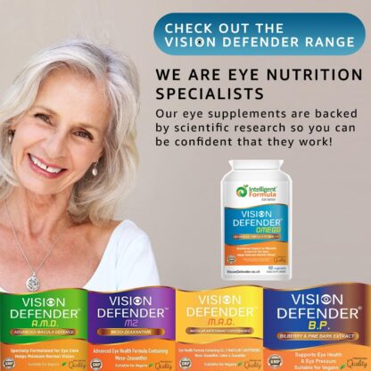 VISION DEFENDER OMEGA Eye Supplement - High Strength 1000mg Pure Omega-3 Fatty Acids Fish Oil (400mg EPA, 200mg DHA per capsule) + Vitamin E - Eye Care & Relief for Dry Eyes - (60 Softgels) Made in UK - Image 7