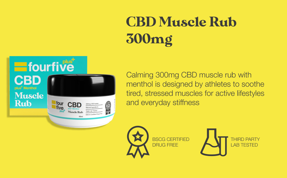 fourive cbd muscle rub 300mg with menthol, bscg certified