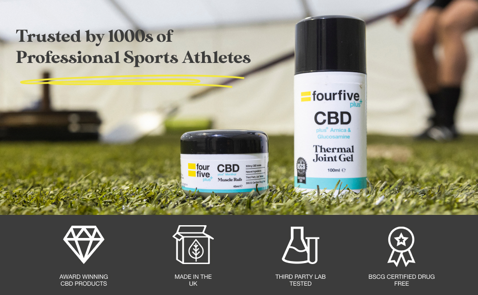 fourfive trusted by 1000s of professional sports athletes, cbd muscle rub, cbd thermal joint gel