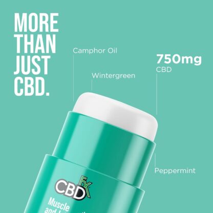 CBDfx 750mg CBD High Strength Muscle & Joint Balm Stick with Menthol, Wintergreen and Black Pepper Oil 60ml - Image 3