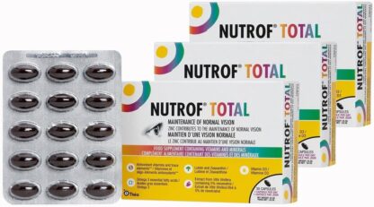 90 Nutrof Total Capsules – Eye Health Supplement with Lutein, Zeaxanthin, Omega 3, and Antioxidants | Daily Dose of Essential Nutrients for Optimal Eye Health | 30 Capsules x 3 Packs (3-Month Supply)