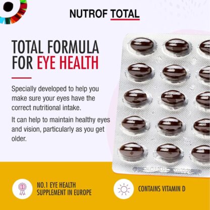 90 Nutrof Total Capsules – Eye Health Supplement with Lutein, Zeaxanthin, Omega 3, and Antioxidants | Daily Dose of Essential Nutrients for Optimal Eye Health | 30 Capsules x 3 Packs (3-Month Supply) - Image 3